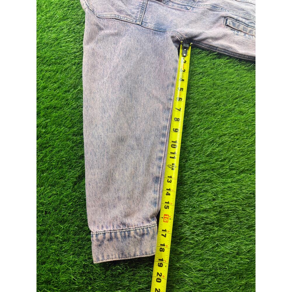 FOREVER 21 Acid Wash Denim Jacket Purple Women's M Oversized Trucker Jean Coat - Picture 14 of 16